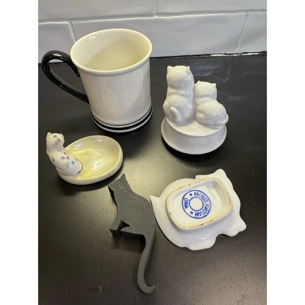 Kitten Kitty Cat Lot Of‎ 5 Figurines Dish Cup Shelfsitter Cat Lady Starter Kit